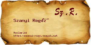 Szanyi Regő névjegykártya
